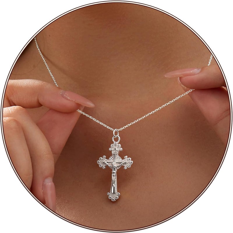 Partm Gold Cross Necklace for Women 14K Plated Dainty Pendant Cross Chain Faith Crucifix Choker Baptism Necklace for Women Trendy Religious Jewelry Hypoallergenic - Image 1